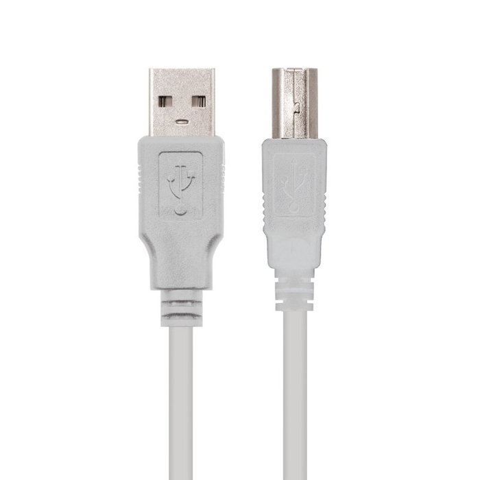 Nanocable Cable USB 2.0 para Impresora, Tipo A a B, 1 m, Beige